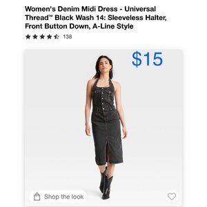 Universal Thread Black Denim Midi Dress SIZE 14